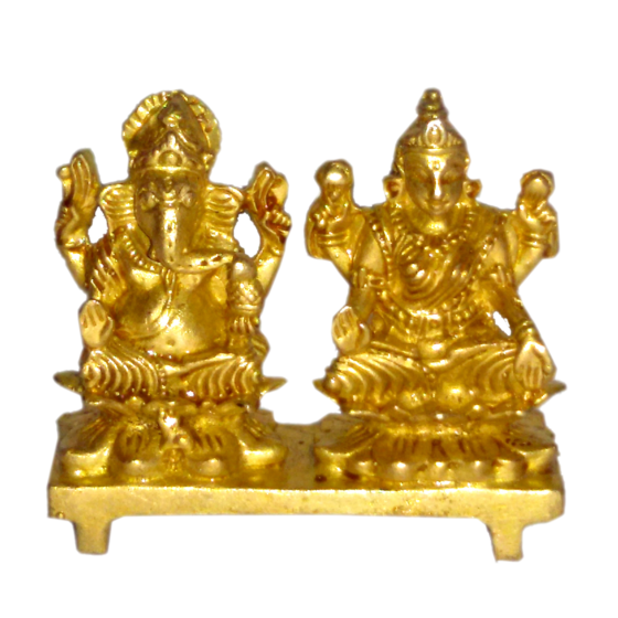 Brass Ganesha & Laxmi with Bajath on Kamal Sitting Idol KBH01343
