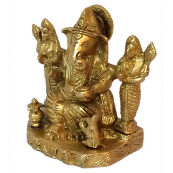 Brass Riddhi Siddhi Ganesha Statue Idol KBH01370