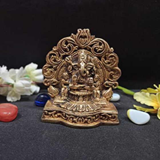 Brass Ganesha with Riddhi Siddhi Idol BH01377