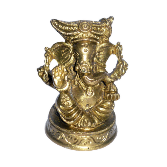 Brass Mukut Ganesha Idol BH01388