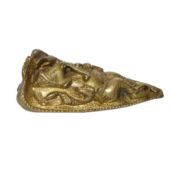 Brass Ganesha Sleeping on Pan Small Idol KBH01395