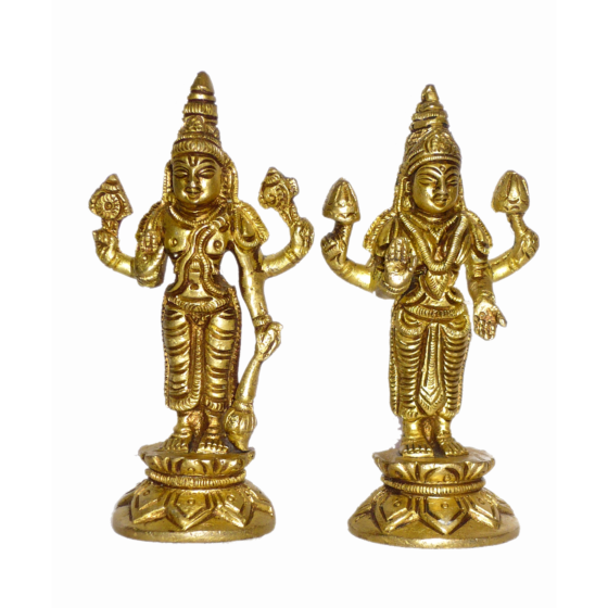 Brass Vishnu-Laxmi Standing Idols KBH01471