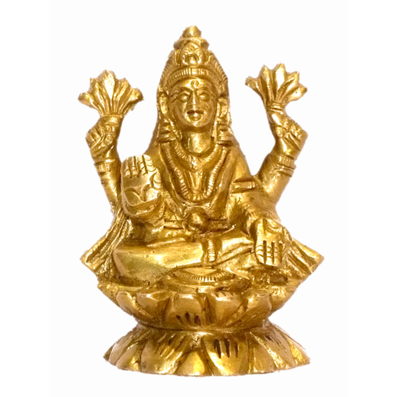 Brass Laxmi Sitting on Kamal Idol KBH01507