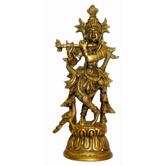 Brass Krishna Standing Mid Idol KBH01521