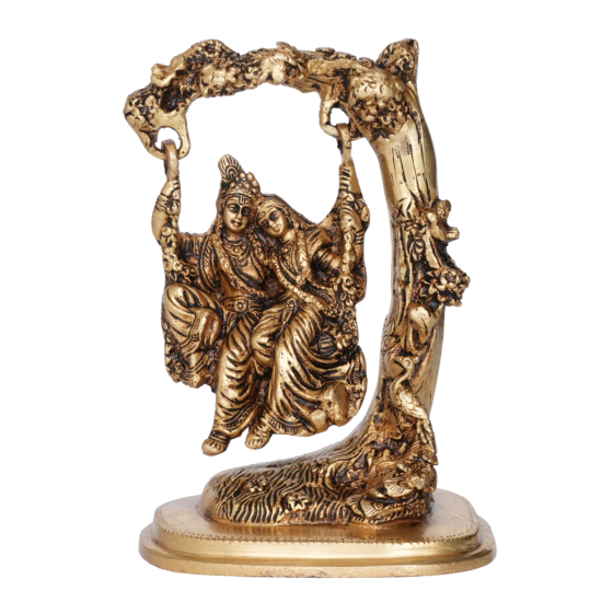 Brass Radha Krishna Jhula Mid Idol KBH01654