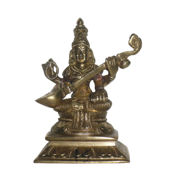 Brass Sarasvati Sitting Mid Idol KBH02604