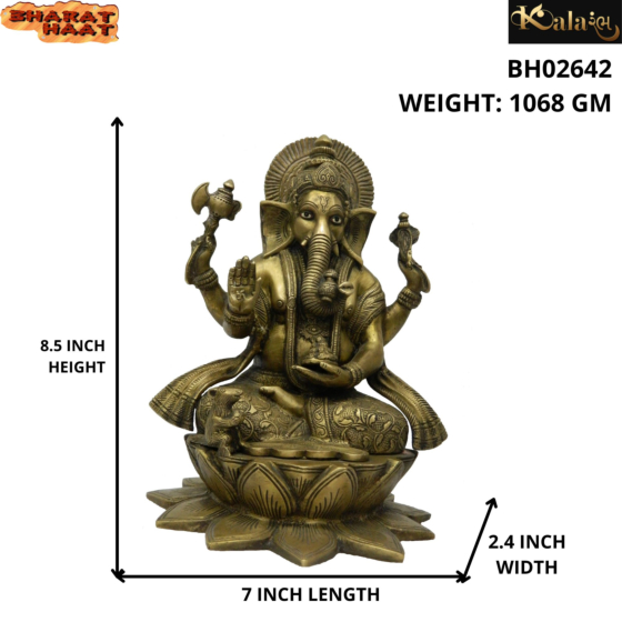 Brass Kamal Sitting Ganesha KBH02642