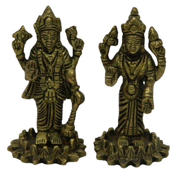 Brass Vishnu Laxmi Pair Mid Idol KBH02697