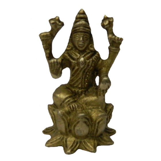 Brass Laxmi Sitting on Kamal Mid Idol KBH02755