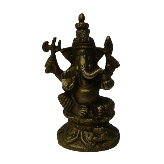 Brass Ganesha Sitting on Kamal Idol KBH02760