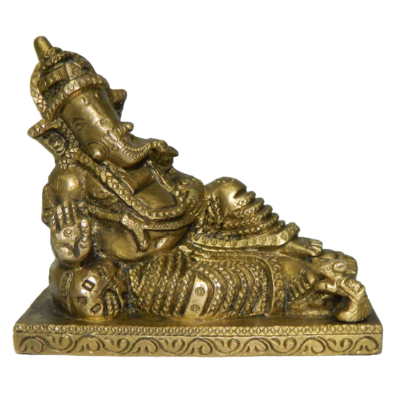 Brass Ganesha with Takiya Sitting Mid Idol KBH02776