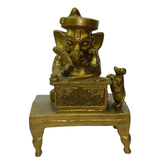 Brass Writing Ganesha on Bajath Idol KBH03351