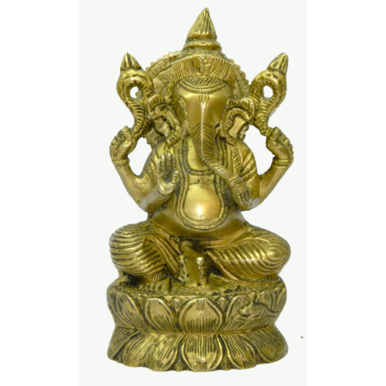 Brass Ganesha Sitting on Kamal Idol KBH03361