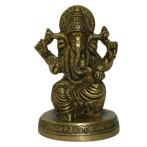 Brass Ganesha on Round Base Idol KBH03391