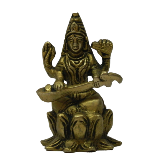Brass Saraswati Sitting on Kamal Idol KBH03446