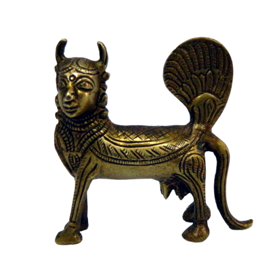 Brass Kamdhenu Cow and Calf Statue Idol KBH03667