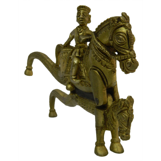 Brass Man Sitting on Horse Cutter Figurine KBH03843