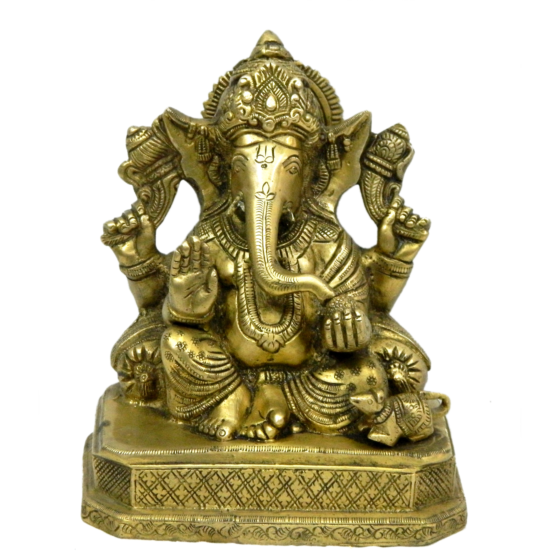 Brass Ganesha Sitting Idol KBH03874
