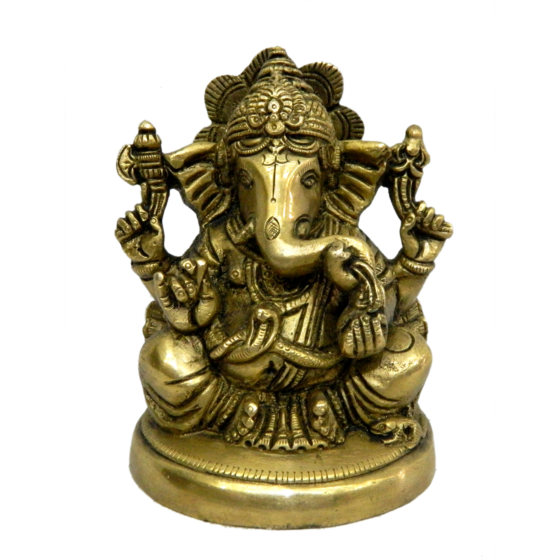 Brass Ganesh Round Base Idol KBH04132