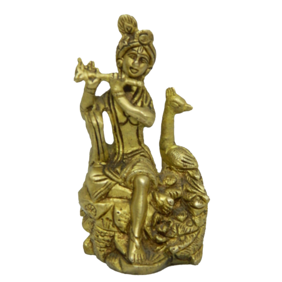 Brass Krishna Sitting Idol KBH04247