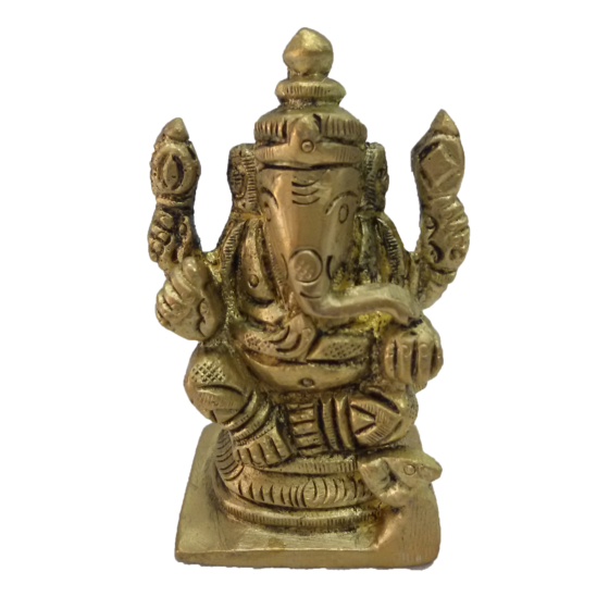 Brass Lord Ganesha Small Collectible Statue Idol KBH04595