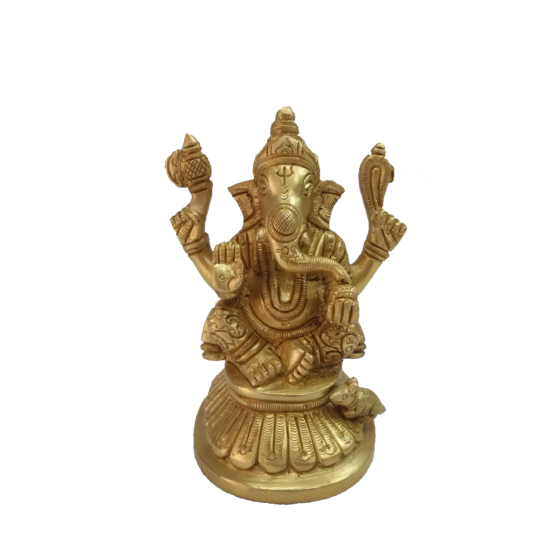 Brass Lord Ganesha Fine Work Idol KBH04602