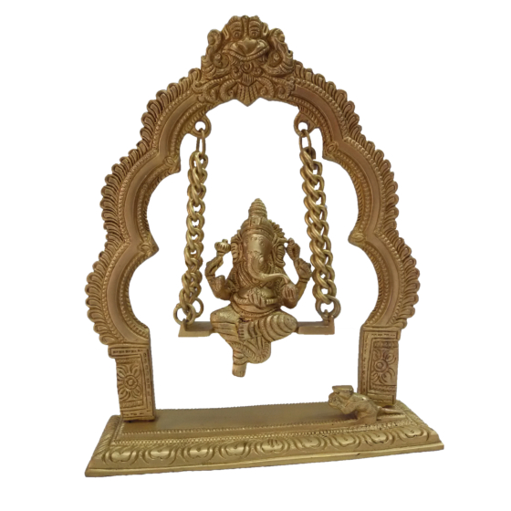 Brass Ganesh Sitting on Swing KBH04604