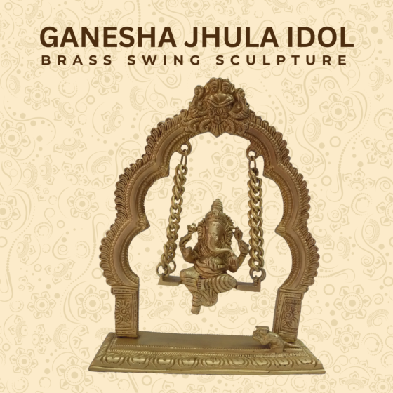 Brass Ganesh Sitting on Swing KBH04604