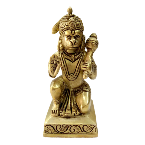 Brass Hanuman Sitting Collectible Statue Idol KBH04650