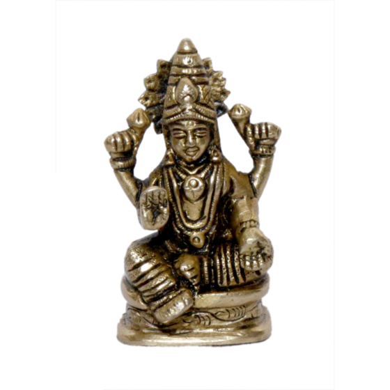 Brass Goddess Laxmi Sitting on Bajath Collectible Statue Idol KBH04688