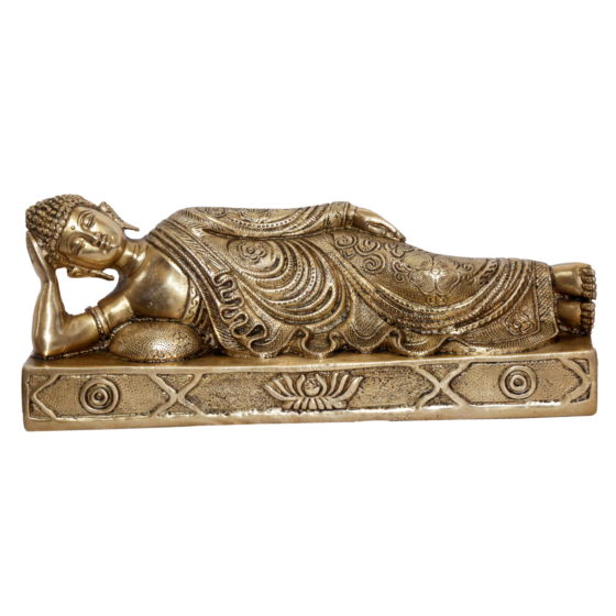 Brass Sleeping Buddha Collectible Statue Idol KBH04690