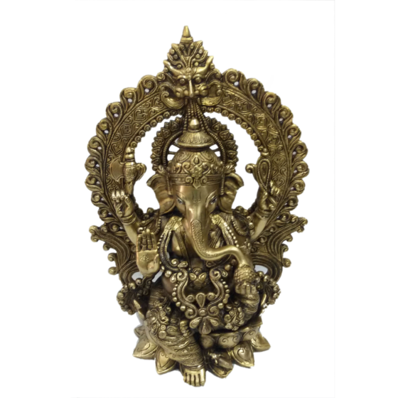 Brass Kaman Ganesha Collectible Statue Idol KBH04708