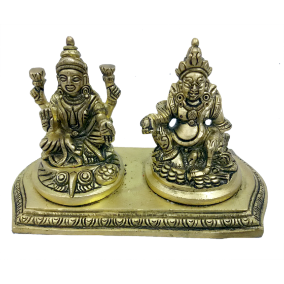 Brass Kuber Laxmi Sitting Statue Fine Finishing Medium Idol KBH04777