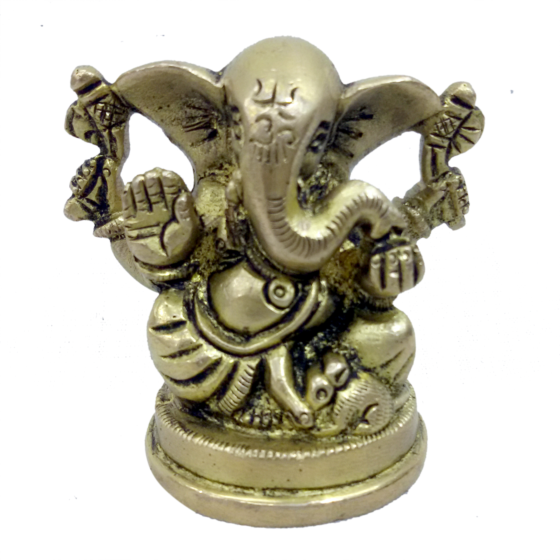 Brass Kan Ganesh Sitting Fine Work Collectible Statue Idol KBH04785