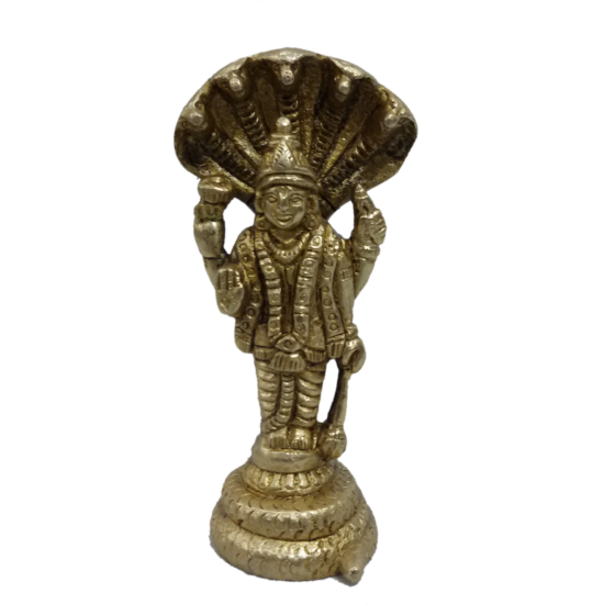 Brass Lord Vishnu Standing with Sheshnag Collectible Statue Idol KBH04787