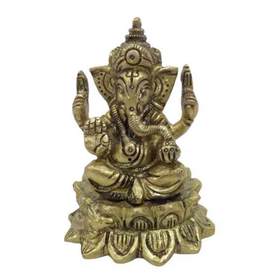 Brass Ganesh Sitting with Kamla Collectible Statue Idol KBH04804
