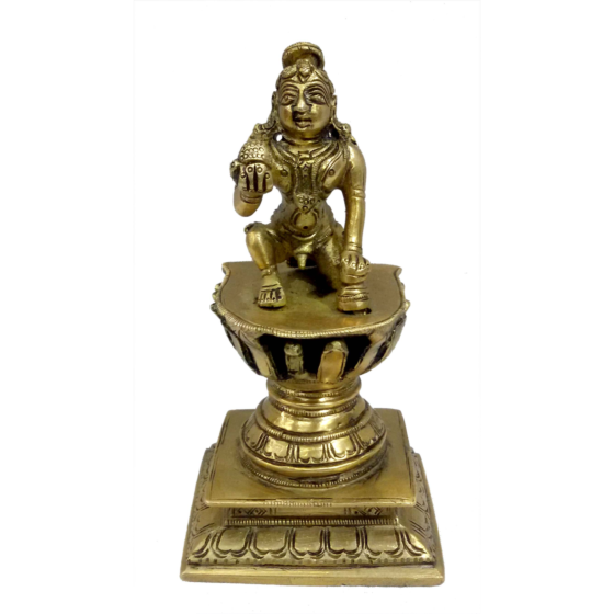 Brass Bal Krishna Sitting Collectible Statue Idol KBH04810