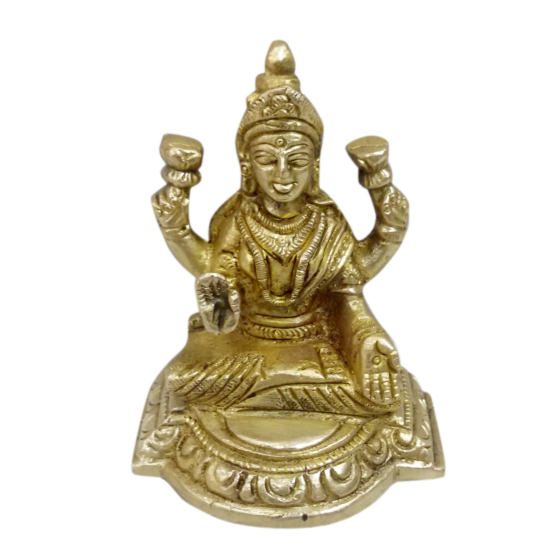 Brass Laxmi Sitting Collectible Statue Idol KBH04812