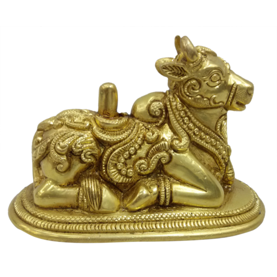 Brass Nandi with Shivling Idol KBH04823