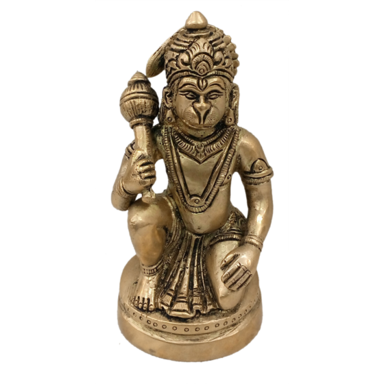 Brass Lord Hanuman Sitting Statue Idol KBH04837