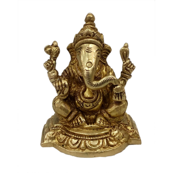 Brass Ganesh Sitting on Bajath Idol KBH04851 