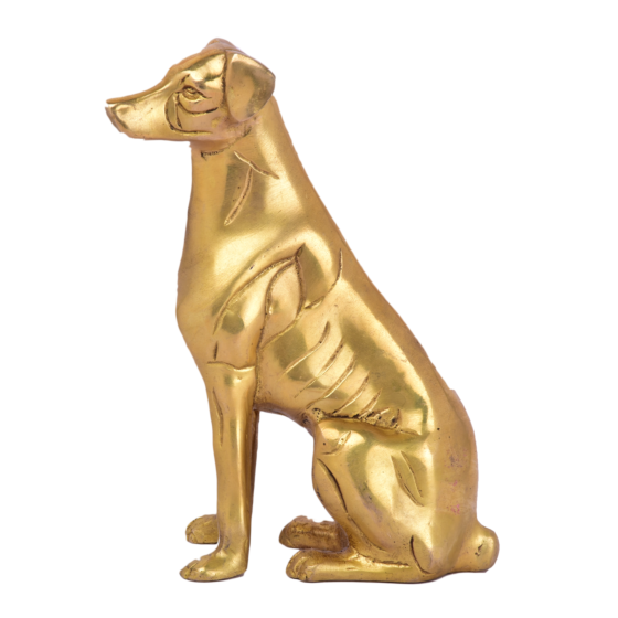 Brass Dog Sitting Statue KBH04975