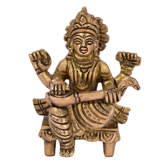 Brass Saraswati Maa Sitting Statue Idol KBH04978