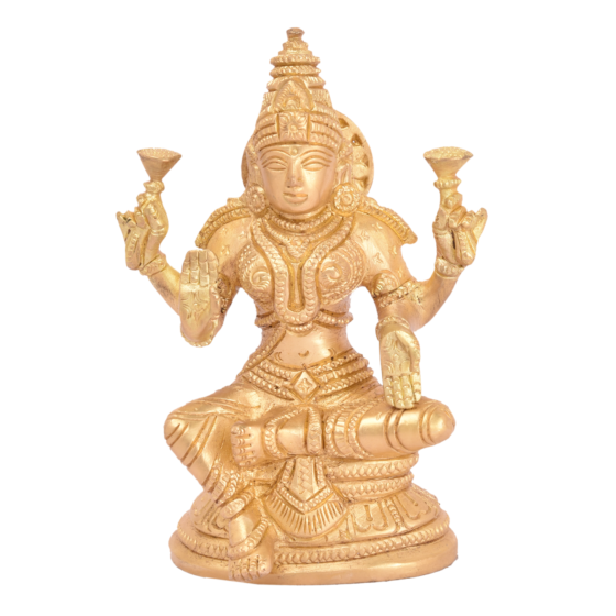 Brass Laxmi Maa Sitting on Bajat Statue Idol KBH04982