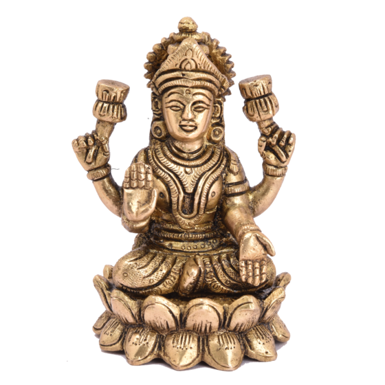 Brass Laxmi Maa Sitting on Kamal Statue Idol KBH04996