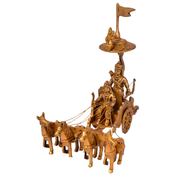 Brass Arjun Rath Small Statue KBH05018