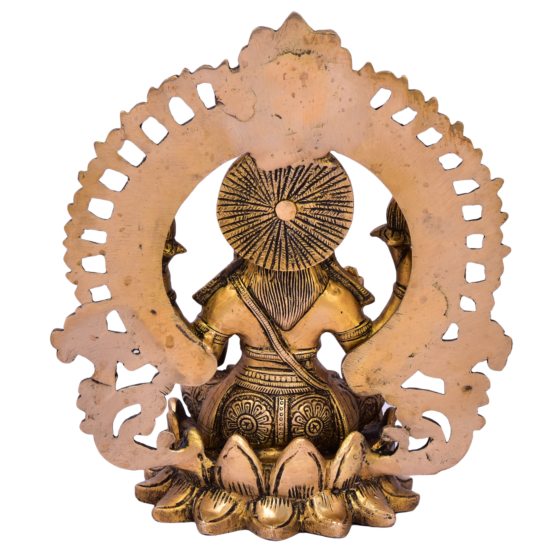 Brass Kaman Sitting on Kamal with Goddess Laxmi Statue Idol KBH05027