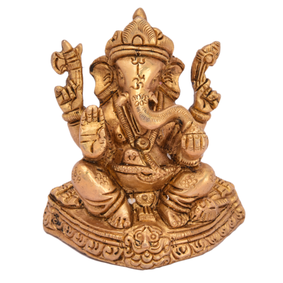Brass Ganesh Fine Work Statue Idol KBH05076
