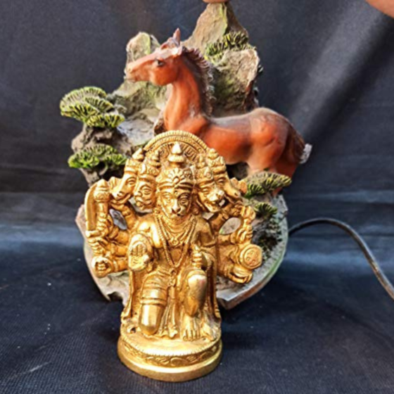 Brass Panch Mukhi Hanuman Sitting Idol KBH05084