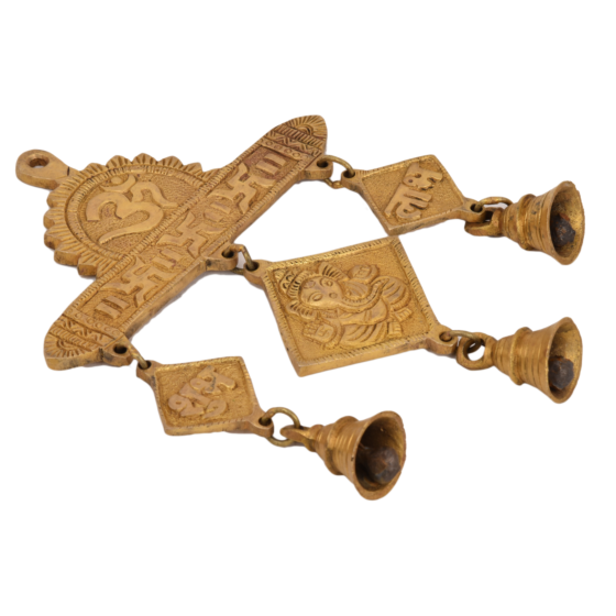 Brass Ganesh Subh Labh Bell Wall Hanging KBH05175